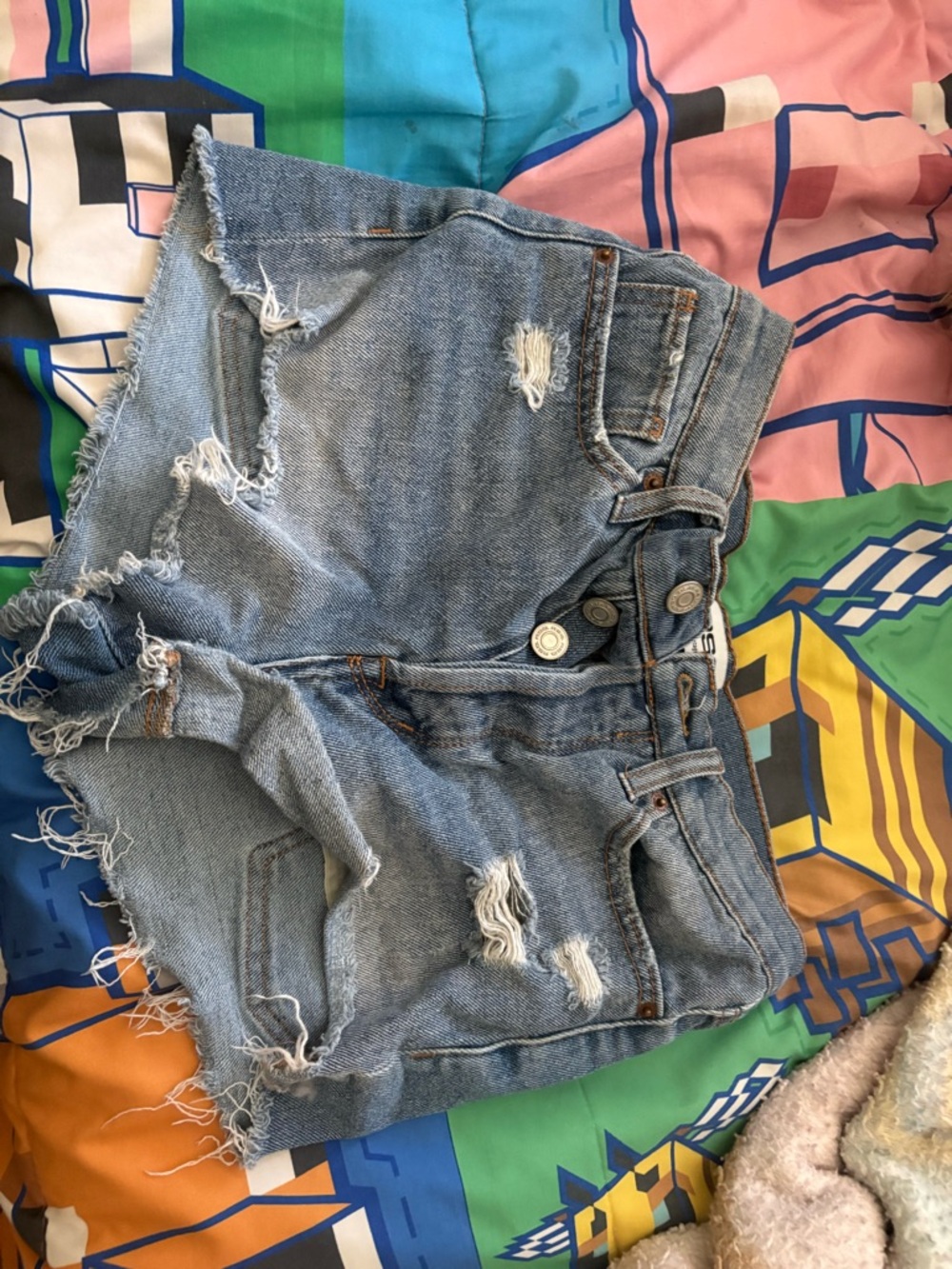 RSQ Light Blue Distressed High Rise Denim Shorts